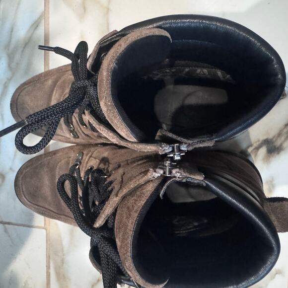 Aquatalia Women’s Lene Weatherproof Taupe Suede Combat Boots Size 9.5 Lug Soles - Picture 5 of 9